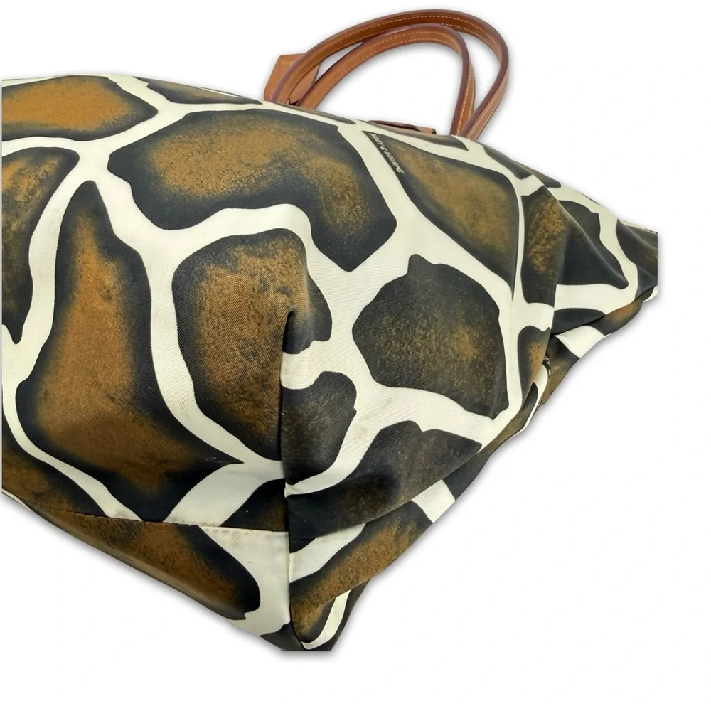Vintage Dooney & Bourke Safari Giraffe Print Canvas Tote Bag - Picture 8 of 16